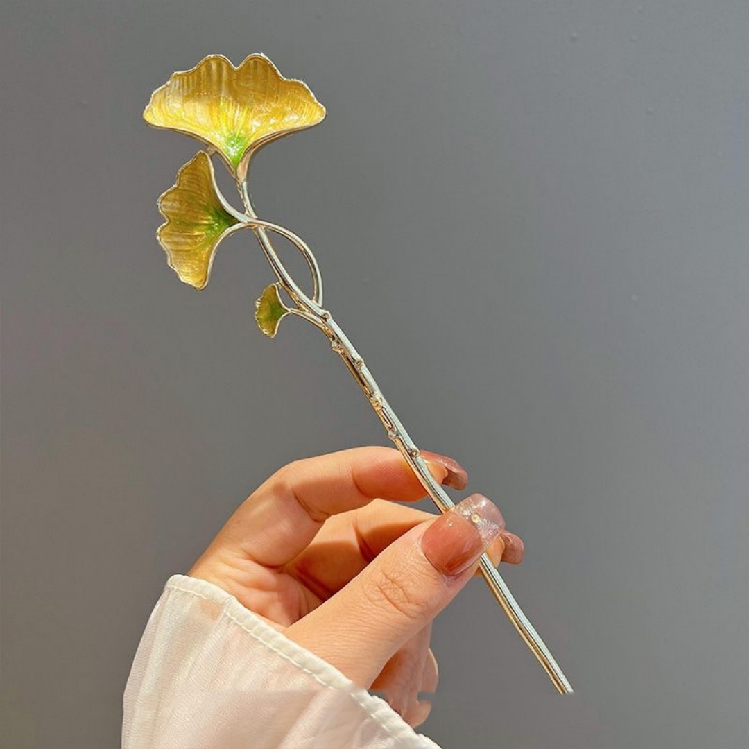 Hanbok Hair Pin - 新しい中国風のイチョウの葉のヘアピン（女性用）、高級感のあるニッチデザイン、チャイナドレスや漢服に合うヘアピンアクセサリー