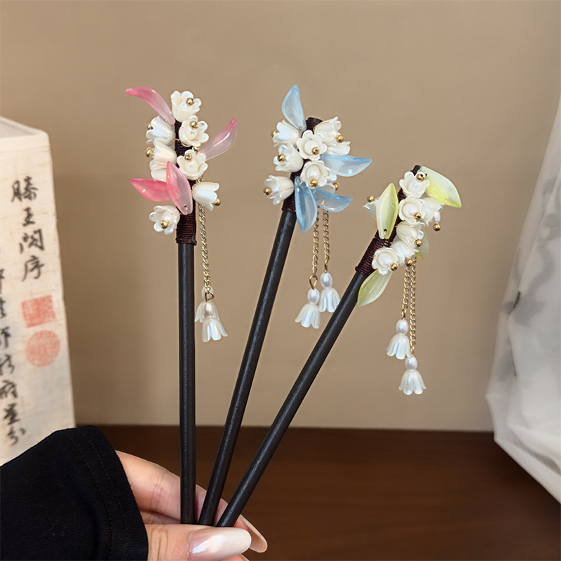 Hanbok Hair Pin - 中国風の伝統的なヘアピンスズランタッセルヘアスティックエレガントなヘアアクセサリー女性のための漢服チャイナドレス結婚式