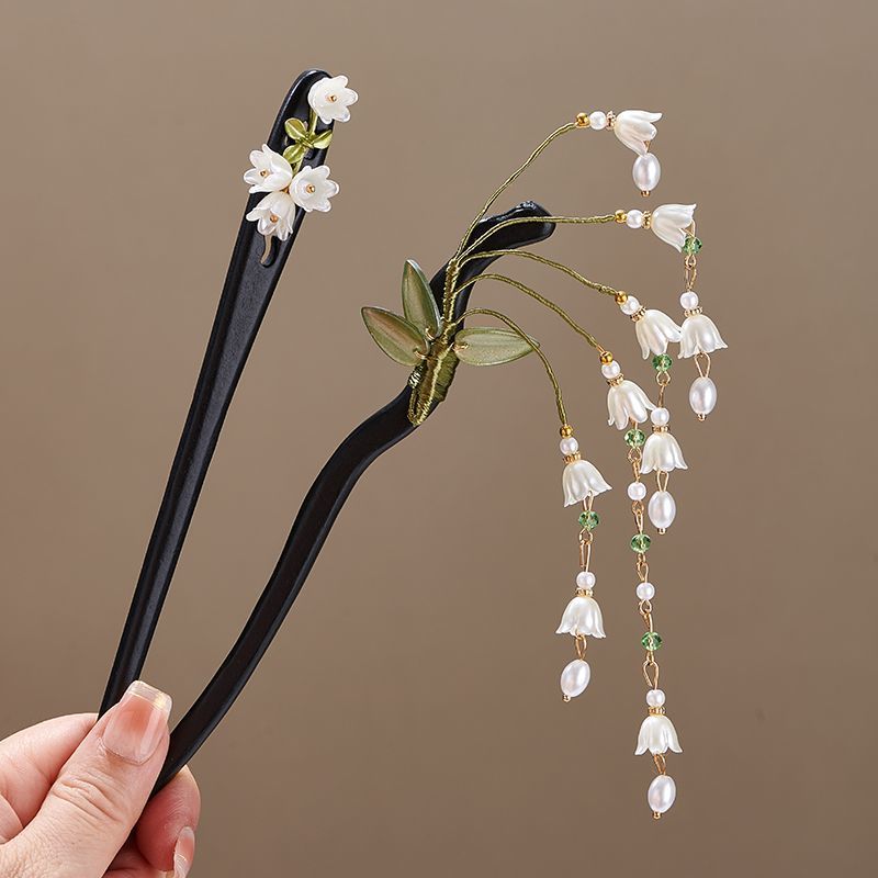 スズラン1 ヘアスティック レトロ木製フラワータッセルヘアピ - Hanbok Hair Pin のレビューと価格