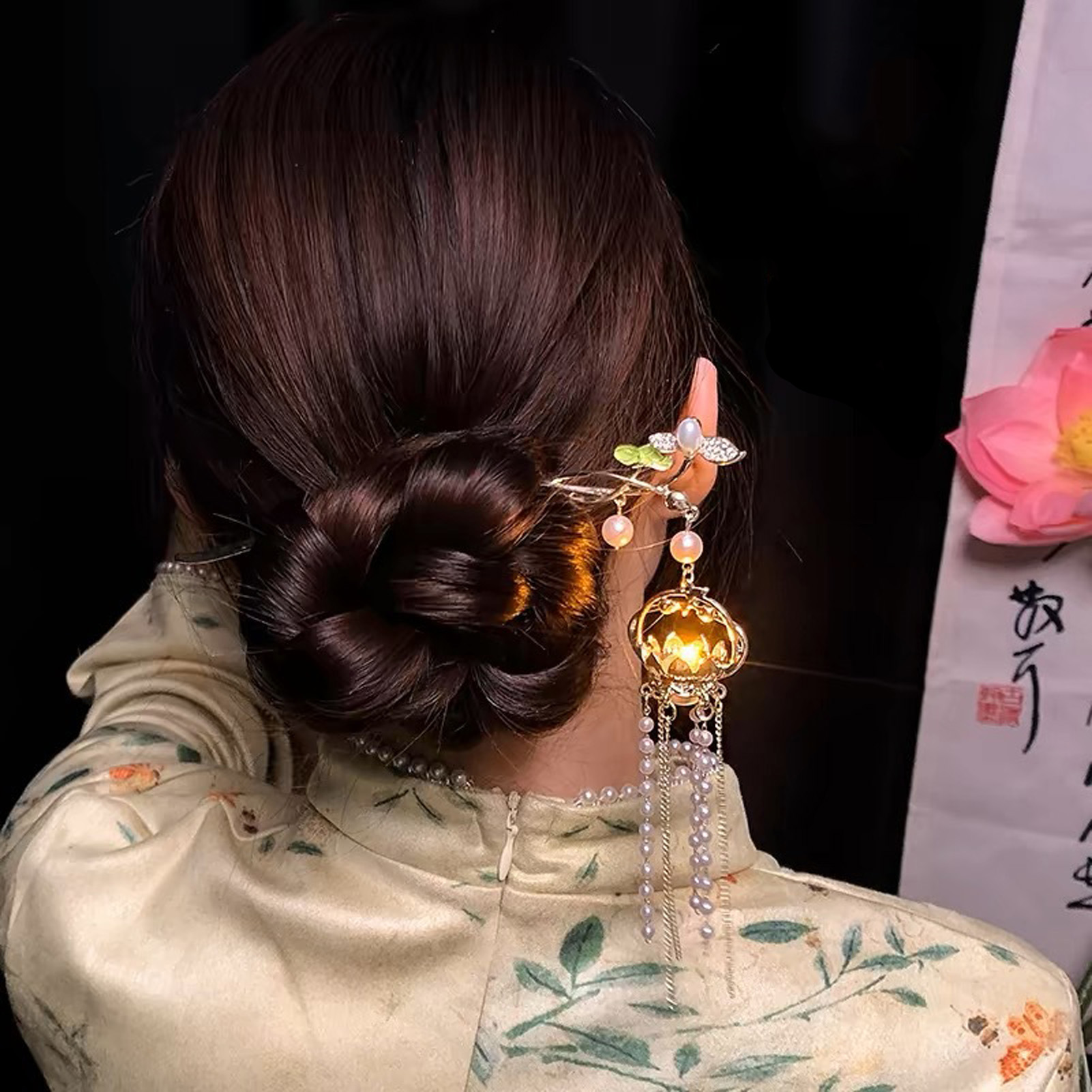 発光花ヘアピン女性のためのクリエイティブ蓮発光ランタンタッセ - Hanbok Hair Pin のレビューと価格