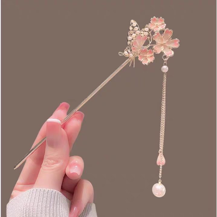 高級感のある桜のヘアピン、漢服のヘアピン、タッセルヘアピン、 - Hanbok Hair Pin のレビューと価格