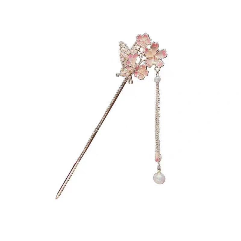 高級感のある桜のヘアピン、漢服のヘアピン、タッセルヘアピン、 - Hanbok Hair Pin のレビューと価格